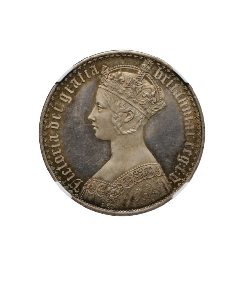 英国 ヴィkutoria ゴチック CROWN 银货 1847 年 - PCGS(MS60)